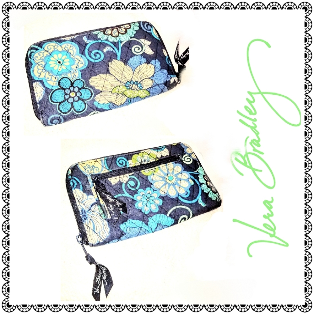{Vera Bradley} blue floral zip-around wallet